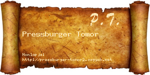 Pressburger Tomor névjegykártya